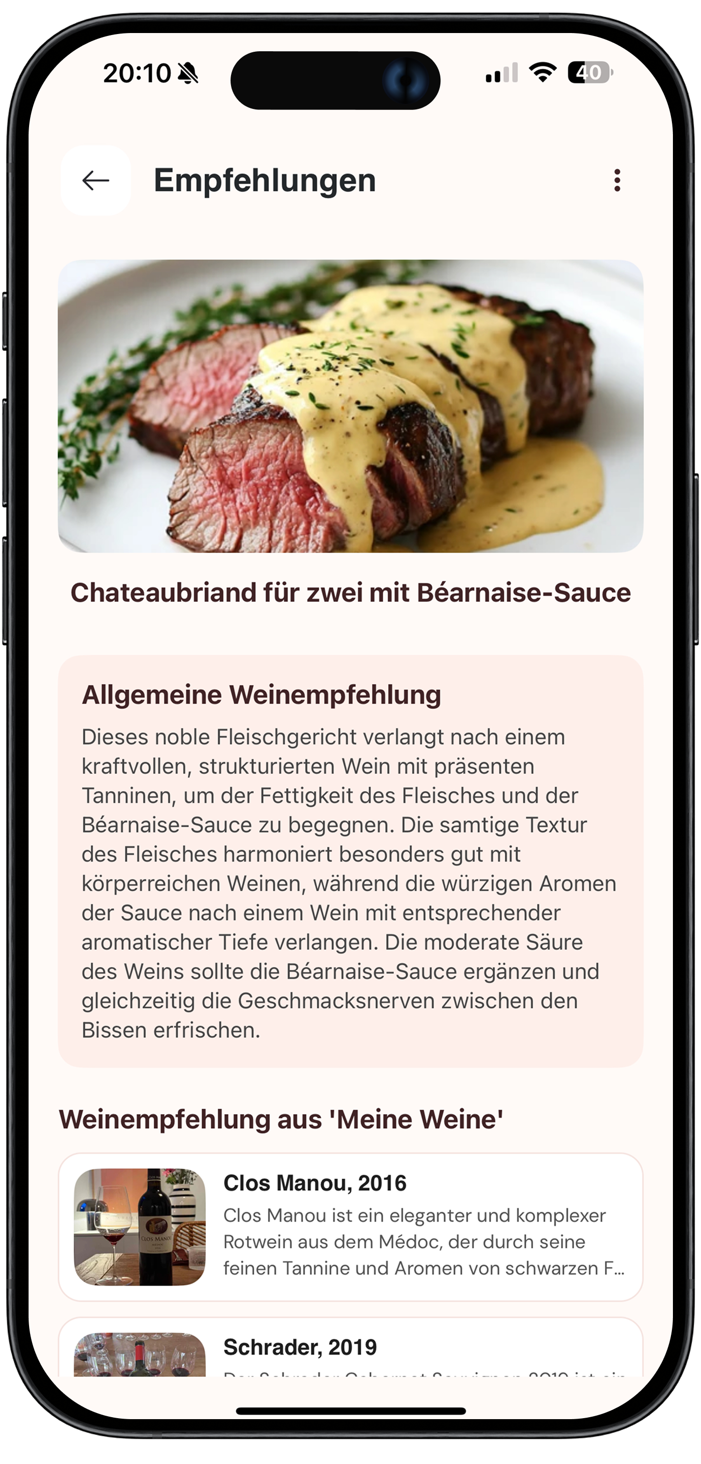 Grape Guru App - Food Pairing